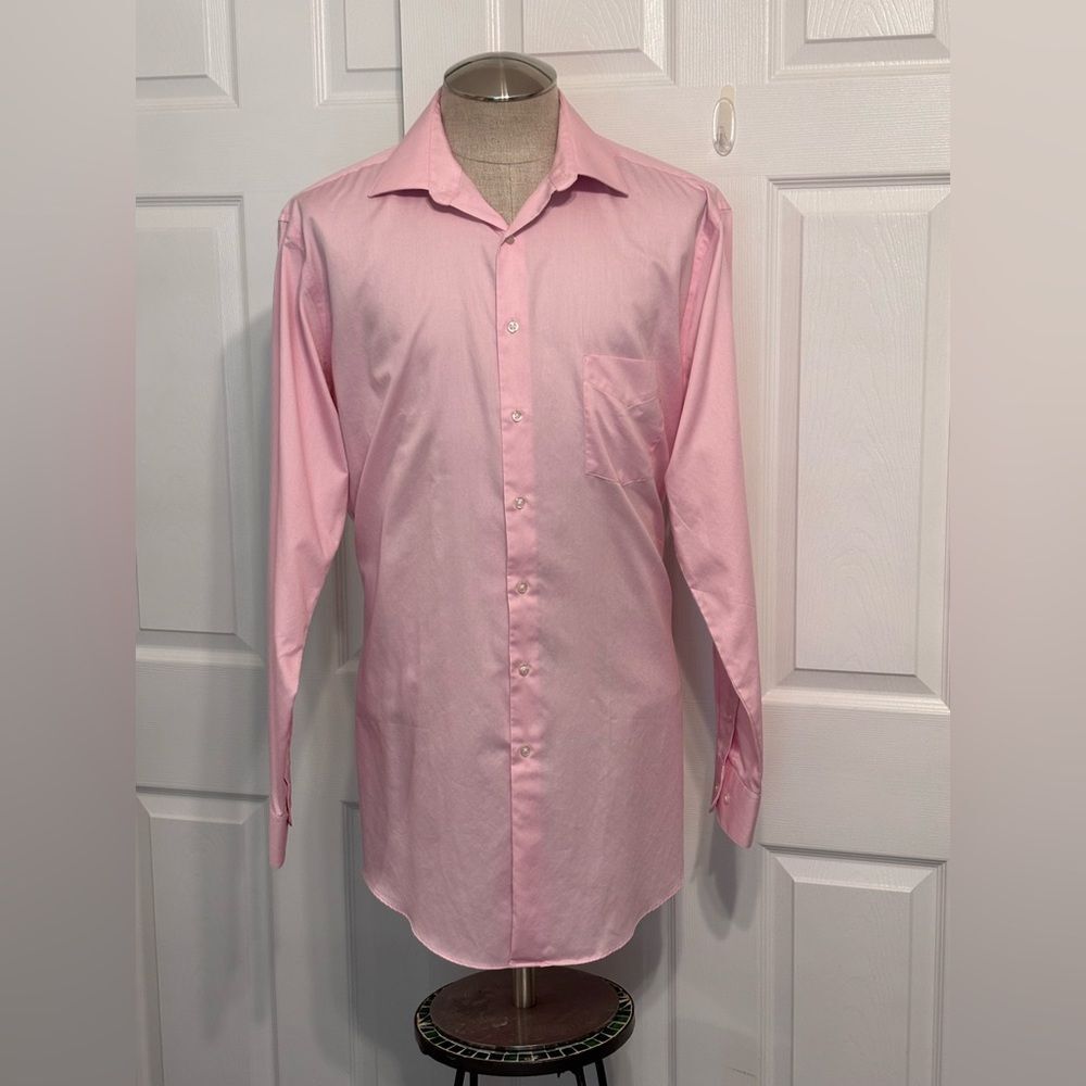Van Heusen Tall Men's Pink Long-Sleeve Dress Shirt Lux Sateen 16 1/2 x 35/36